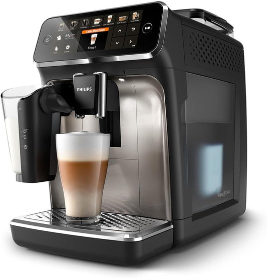 Serie 5400 Kaffeevollautomat – LatteGo Milchsystem,12 Kaffeespezialitäten,Intuitives Display,4 Benutzerprofile,Chrom (EP5447/90)
