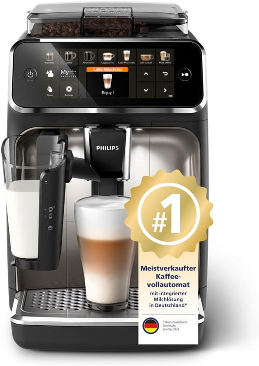 Serie 5400 Kaffeevollautomat – LatteGo Milchsystem,12 Kaffeespezialitäten,Intuitives Display,4 Benutzerprofile,Chrom (EP5447/90)