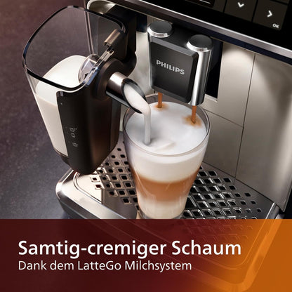 Serie 5400 Kaffeevollautomat – LatteGo Milchsystem,12 Kaffeespezialitäten,Intuitives Display,4 Benutzerprofile,Chrom (EP5447/90)
